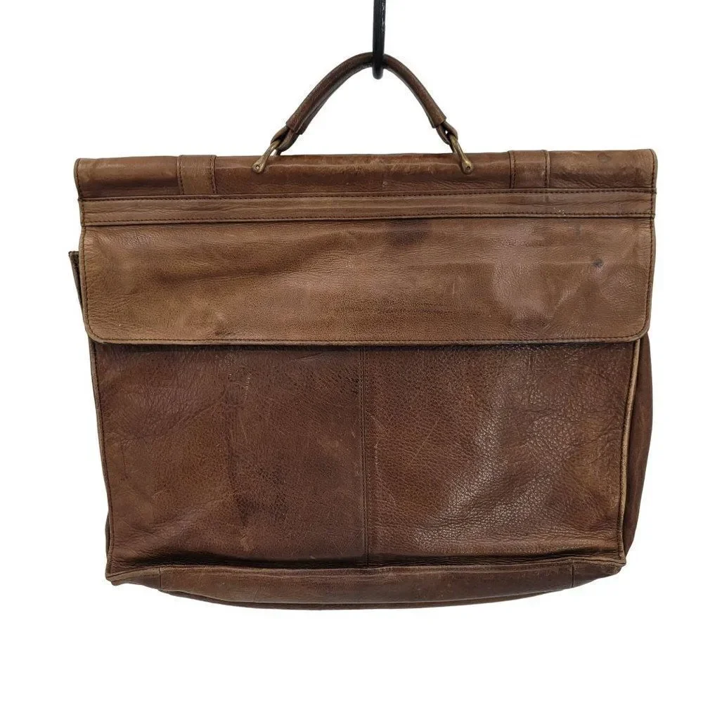 Vintage 80's Wilsons Leather Briefcase Leather Adventure Core Indian Jones Brown